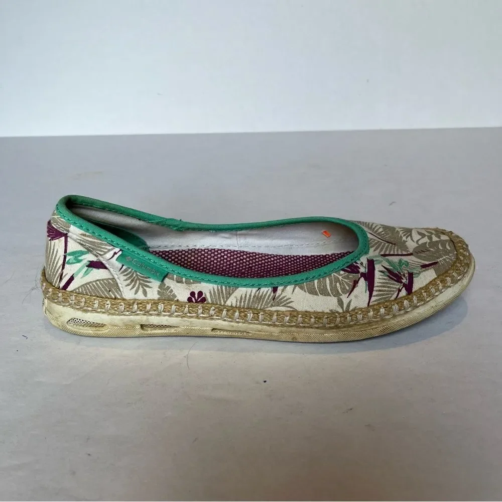 Columbia Women's Canvas Flat Shoes Purple/Tan/Cream Size 9 Vented